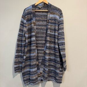 Natural Collections Striped Open Front Knit Cardigan Boho L